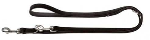 HUNTER verstellbare Hundeführleine SOFTIE, 3-fach verstellbare Hundeleine, Kunstleder in Nubukoptik, pflegeleicht & abwischbar, Made in Germany, Farbe: schwarz, Größe: 15/200