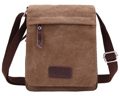 Berchirly Small Crossbody Bag Vintage Canvas Leather Messenger Pack Organizer For Women Men Travel Hiking Climbing