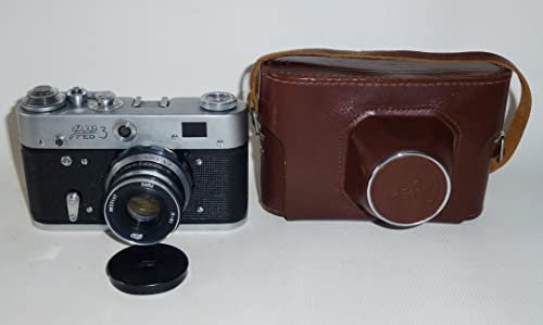 FED-3 URSS Unión Soviética (Ucrania) RF 35mm Leica Cámara de película de copia en funda de cuero original