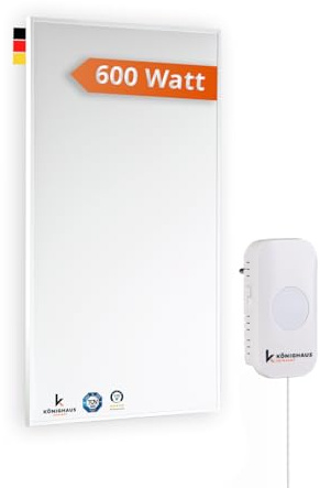 Könighaus Infrarotheizung 600 Watt - Smart App | 8-16 m², TÜV SÜD, 5 Jahre Garantie, doppelter Überhitzungsschutz