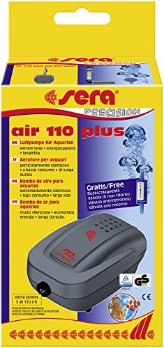 sera air 110 Plus Luftpumpe | 110 Liter/Stunde mit 1 Anschluss | Leise & langlebig | Modulsystem mit Rückschlagventil | Ideal für Sauerstoffanreicherung & Dekorationselemente