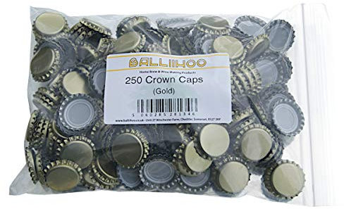 BALLIIHOO Pack of 250 Crown Bottle Caps - Gold