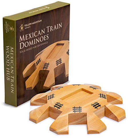 Yellow Mountain Imports YMI Mexican-Train-Domino-Hub aus Holz, 14,8 cm | Massivholz-Hub, 14,75 x 14,75 x 2,5 cm, für bis zu 8 Spieler. Nur Hub; Steine und Marker nicht enthalten.