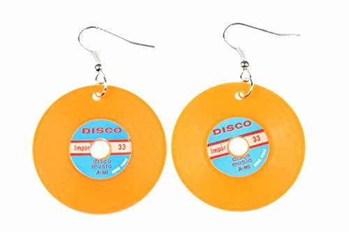 Miniblings Schallplatten Ohrringe Vinyl Musik XL orange versilbert | In Berlin von Hand montierter Ohrschmuck, mit Plattenohrringe