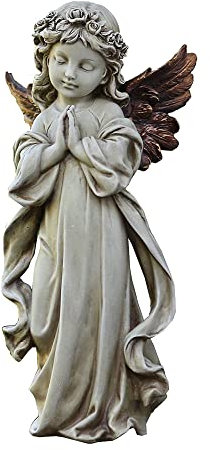 Napco 11231 Gartenfigur betender Engel mit Bronzeflügeln 31,8 cm