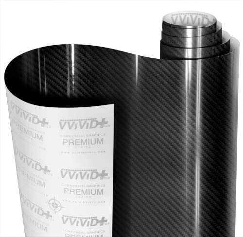 VViViD Super Gloss Black Carbon Fiber Tek Art 12 Inches x 60 Inches 5yr Outdoor/Interior Realistic Carbon Design Vinyl Wrap for Cars, Boat, Bike