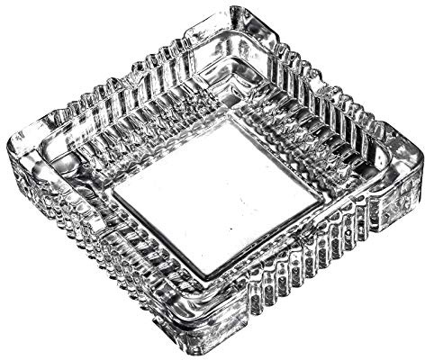 Amlong Crystal Large Classic Square Ashtray 6 inch x 6 inch