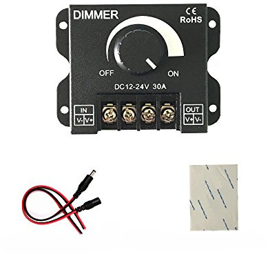 HUABLUE 12 V 24 V 30 A LED-Dimmer-Controller für einfarbige LED-Streifenbeleuchtung, Lampenband, schwarze Tastensteuerung, Helligkeit