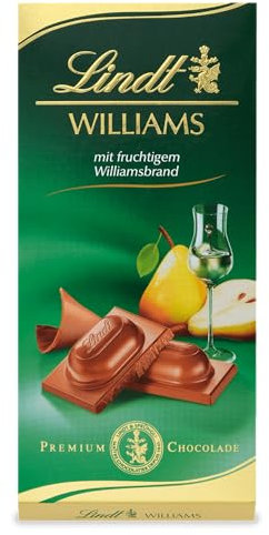 Lindt Schokolade Williams| 100 g Tafel | Vollmilch-Schokolade mit fruchtigem Williamsbrand | Schokoladentafel | Schokoladengeschenk