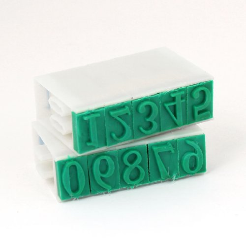 Sourcingmap Green Plastic Rubber Number Stamps 0-9 18mm Wide Detachable Arabic Numerals Stamp 1 Set