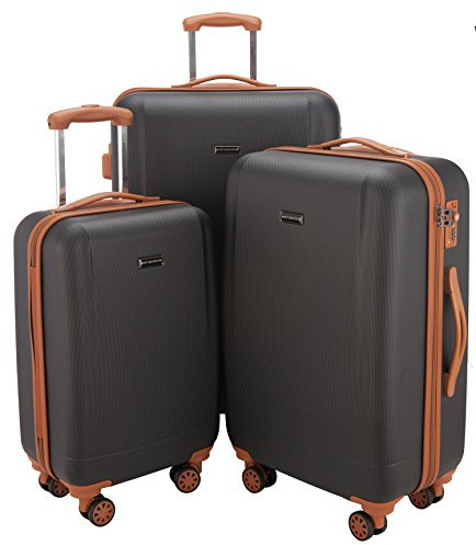 HAUPTSTADTKOFFER - Wannsee - 3er Koffer-Set Trolley-Set Rollkoffer Reisekoffer, TSA, (S/M/L), Schwarz/Braun