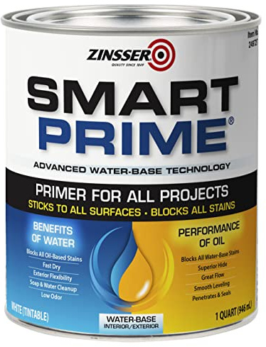 qt Zinsser 249727 White Zinsser, Smart Prime Water-Based Interior/Exterior Primer/Sealer
