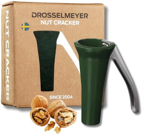Drosselmeyer Nutcracker - Heavy Duty Swedish Nut Cracker for Walnuts, Pecans, Brazil Nuts & All Nuts - Ergonomic Metal Walnut Cracker Tool, No Mess, Dishwasher Safe - Award-Winning Design (Green)