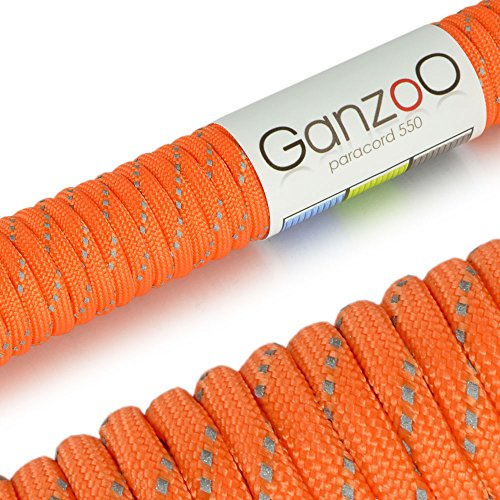 Ganzoo Paracord 550 Seil reflektierend, Nylon -Polyester, 4mm, Typ 3, 30 Meter, 7 Kernstränge, Outdoor -Schnur, Hundehalsband, Hundeleine, Armband knüpfen, Allzweckseil, Camping, Survival