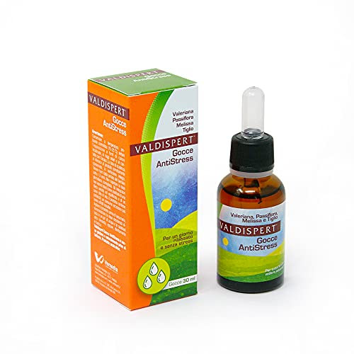 Valdispert Gocce Antistress, Integratore Naturale che Favorisce il Rilassamento e Combatte lo Stress con Valeriana, Passiflora, Melissa e Tiglio, Senza Glutine e Senza Lattosio, 30 ml