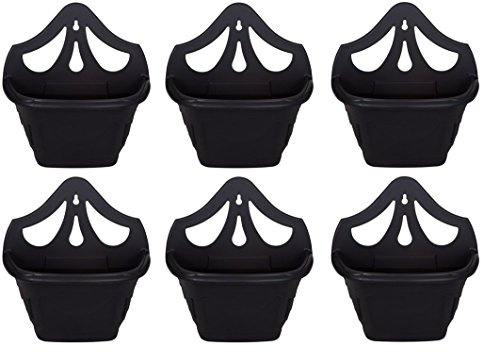 6 x 31 cm, Fioriera da parete, modello veneziano, per vasi da giardino, in plastica, colore: nero