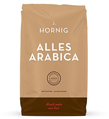 J. Hornig Kaffeebohnen, Alles Arabica, 100% Arabica, 500g ganze Bohnen, reichhaltiges Aroma, für Vollautomaten, Filterkaffee und Espressokocher