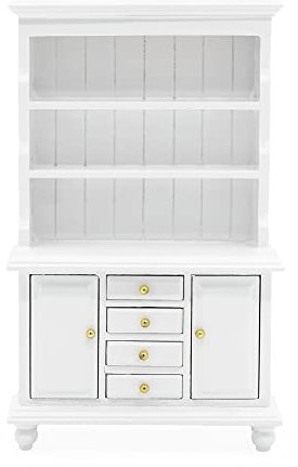 Odoria 1/12 Miniatur Küchenschrank Buffetschrank Puppenhaus Küchenmöbel Zubehör, Weiß