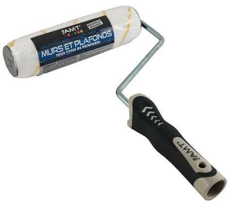 Rouleau brosse Murs et Plafonds - 40mm - Tous types de peintures - Fibres polyamides 12mm - Manche et rouleau - AMT