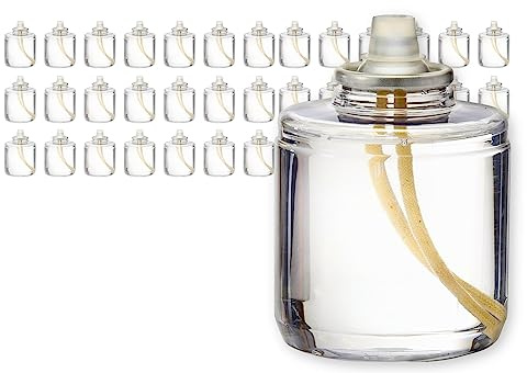 Hollowick Disposable Liquid Candle, 42 Hour, for Use in Glass Votive Tealight Lamp Holders, Restaurant Wedding Table Top Lights, Child Resistant Closures, 36 Pieces, Clear Fuel Oil