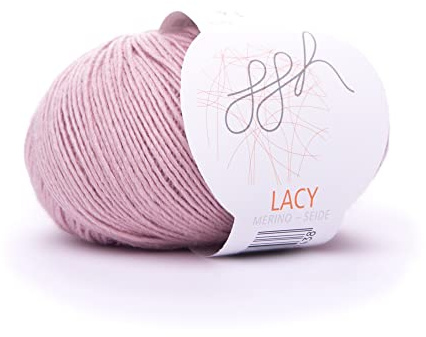 ggh Lacy - Merinowolle mit Seide - 25g Wolle zum Stricken oder Häkeln - Lace-Garn - Farbe 015 - Pastell Rosa