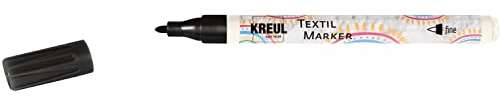 KREUL 90671 - Textil Marker fine, Schwarz, Strichstärke circa 1 bis 2 mm, Stoffmalstift für helle Stoffe & Textilien, waschecht nach Fixierung