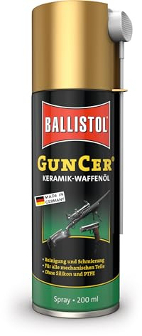 BALLISTOL 22166 GUNCER Keramik-Waffenöl 200ml Spray – Temperaturbeständige Waffenpflege, Schmiermittel, Korrosionsschutz