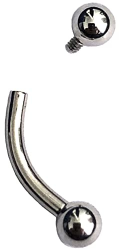12 14 16 Gauge 12g 14g 16g 316L Stainless Steel Internal Internally Threaded Curved Bent Banana Barbell Nipple Navel Eyebrow Ring Earring Piercing Jewelry Inch Balls (12g-5/8 Long-6mm Ball)