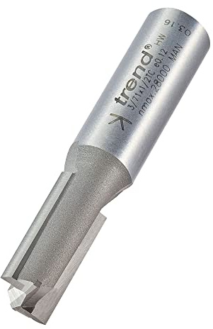 Trend Straight Two Flute Router Cutter, TCT, 1/2 Inch Shank, 12mm x 25mm | Tungsten Carbide Tipped Cutter For Clean Straight Routing, With 12mm Cut Diameter And 25mm Cut Length, 3/71X1/2TC