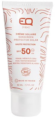 Eq | Crème Solaire Bio SPF 50 - Visage et Corps - pour toute la famille - 50ml - Filtres Minéraux - Respecte le milieu Marin - Made In France