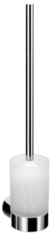 EMCO Fino Toilettenbürsten-Garnitur, Glas satiniert/chrom, Toilettenbürste mit Bürstenhalter, Wandmontage – 841500100