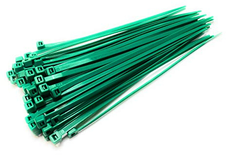 TR Nylon Plastic Cable Ties, Zip Ties Green wrap (Green, 4.8mm x 200mm) 50 pieces