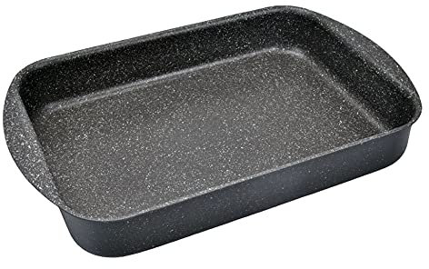 Moneta Etnea Lasagnera, Alluminio Antiaderente Effetto Pietra, Nero, 31 x 23 cm, 31x23 cm