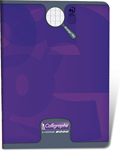 Calligraphe 108792C Lot de 10 Cahiers Agrafés (une Marque de Clairefontaine) - 24x32 cm - 48 Pages Grands Carreaux - Papier Blanc 90 g - Couverture Carte Recyclée Pelliculée - Couleurs Aléatoires