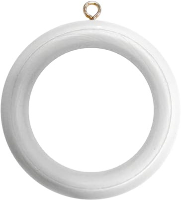 Merriway BH03276 - Anelli per tende in legno, con occhiello a vite, diametro interno: 45 mm, diametro esterno 64 mm, colore: bianco, confezione da 10