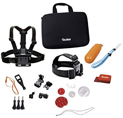 Rollei Actioncam Zubehör Set Wassersport - 22-Teiliges Set, ideal für alle Aktivitäten rund ums Wasser, kompatibel mit allen Rollei und GoPro Actioncams, inkl. Zubehörtasche