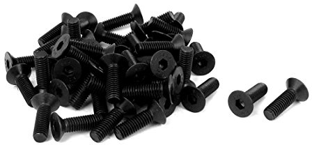 sourcing map Kohlenstoffstahl Senkkopfschrauben Senkkopf M6x20mm 10.9 | 50 Stück Innensechskant Schrauben Schwarz