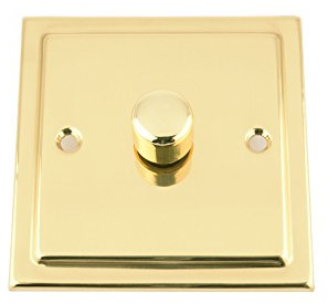 A5 10 Amp Light Dimmer Switch 1 Gang 2 Way 400W - Polished Brass Victorian