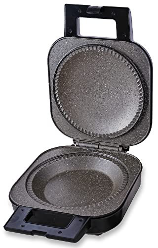 Schallen Large Single Electric 1200W Non-Stick Deep Fill Pie Maker Machine | Bake Traditional British Pies | Silver & Black with Marble Coated Plates