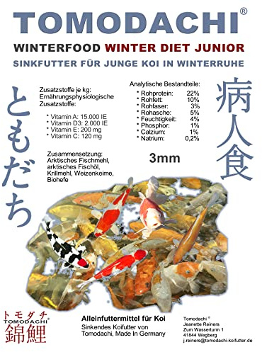 Winterfutter Koi Sinkfutter für kleine Koi im Winter Jungkoifutter schnell sinkende Koifutter Pellets hochverdaulich arktische Rohstoffe Winter Diet Junior Koi Sinkfutter 3mm 15kg