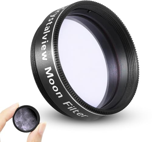 Astromania Telescope Moon Filter 1.25 Inch, Crystalview Moon Filter Works with Telescope Accepts 1.25 Eyepiece, Metal Telescope Eyepiece Accessory Reduces Moon Glare and Enhances Lunar Crater Details