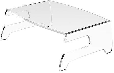 Dataflex Addit Monitor Riser 44.660 - Laptop- und Monitorständer aus klarem Acryl, trägt bis zu 15kg, zugängliche Laptop-Anschlüsse, platzsparendes Design