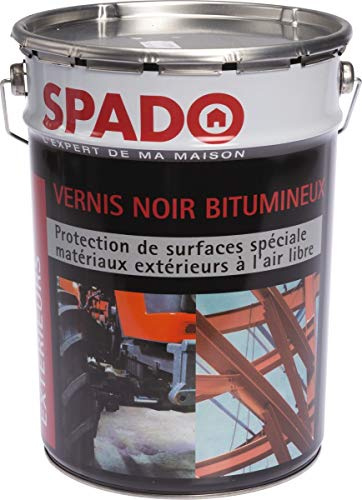 SPADO - Vernis Bitumineux Noir - Protection des Surfaces Extérieures - Imperméabilisant - Formule Anti-Rouille, Anti-Acide, Anti-Humidité - Fabrication Française - 4 Litres