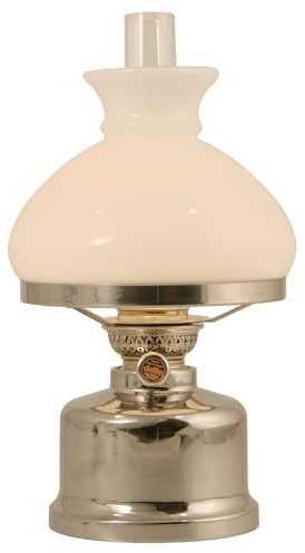 Old Danish Petroleumlampe Edelstahl matt gebürstet, mit Opal Glasschirm von E.S.Soerensen-Jan Landqvist