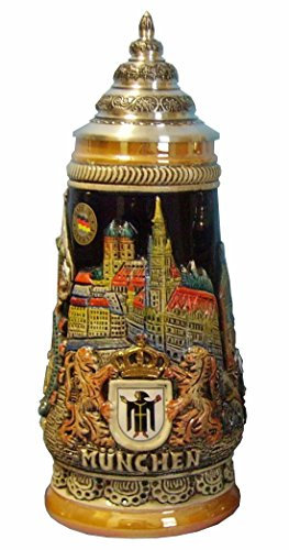 King German Beer Stein Munich Relief Stein 0.5 Liter tankard, Beer Mug KI 305 0,5L Muenchen