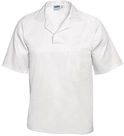 Portwest 2209 Bakers Tröja Kort Ärm 1 Ficka Industri Inre Bröstficka | Vit, S, Normal Passform, Unisex, 35% Bomull, 65% Polyester, Slitstark Tyg Hållbar, Polybomull, Livsmedelsgodkänd