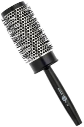 Head Jog Heat Retainer Brush. Black & Silver Styling Round Hairbrush 45mm | With Metal Barrel For Fast Drying. Round Vent Brush For Styling, Blow Drying, Straightening & Curling. (45mm)