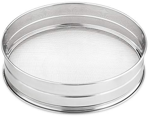 thermohauser Sieb groß (Edelstahl rostfrei), extrafein, Maschenweite 1,5x1,0 mm, Durchm. 35,0 cm, Silber