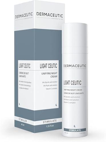 Light Ceutic de Dermaceutic - Crème de nuit unifiante contenant de l'Acide Glycolique en solution, de l'Acide Phytique en solution et un Complexe de Vitamine C - 40ml