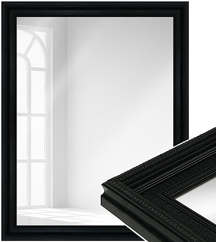 WANDStyle großer Spiegel Schwarz, Barock Spiegel, großer Wandspiegel Vintage 61x61 cm, Hängespiegel groß, Badspiegel Holz, Flurspiegel Wand, Standspiegel, Mirror E008 - Made in Germany